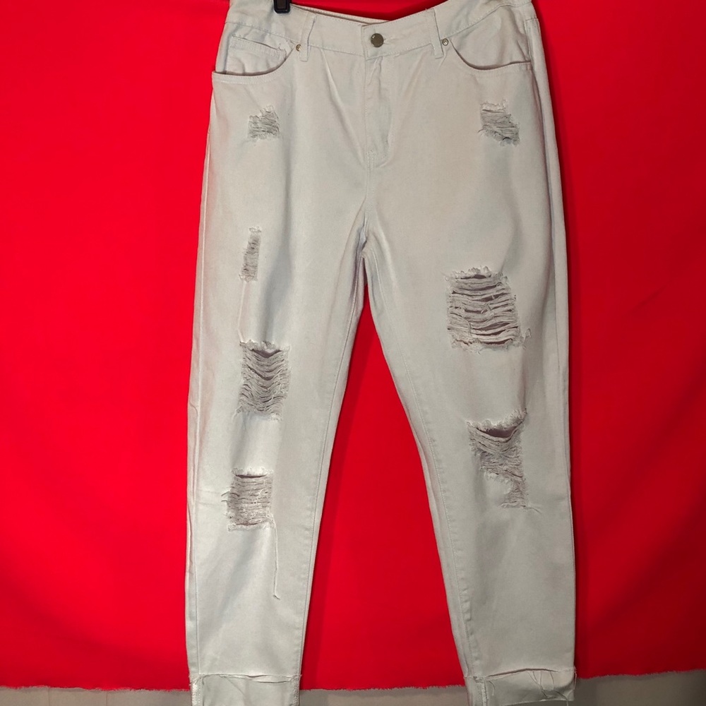 Fashion Nova Distress Straight Ankle Denim